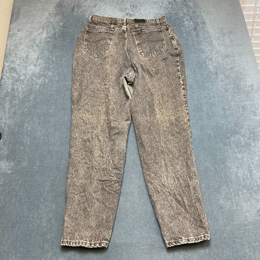 Lee Jeans Womens 18M Gray Denim Acid Wash Pockets Tapered Leg Made in USA